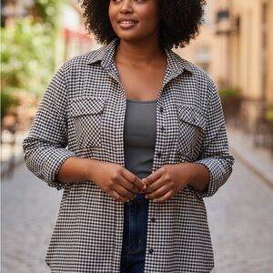 Abercrombie & Fitch Maroon and Black Plaid Shirt